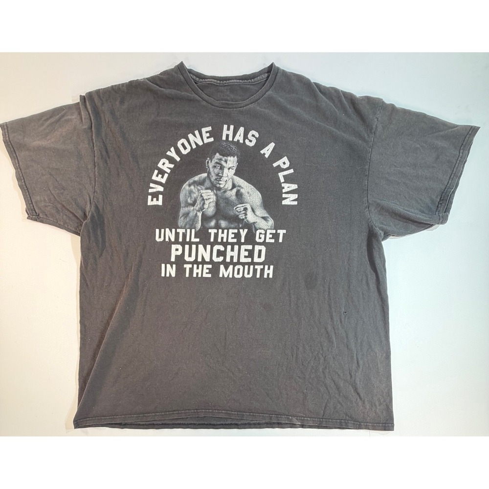 Mike Tyson Everyone Has A Plan Graphic T-Shirt Black XL Boxing Quote Tee